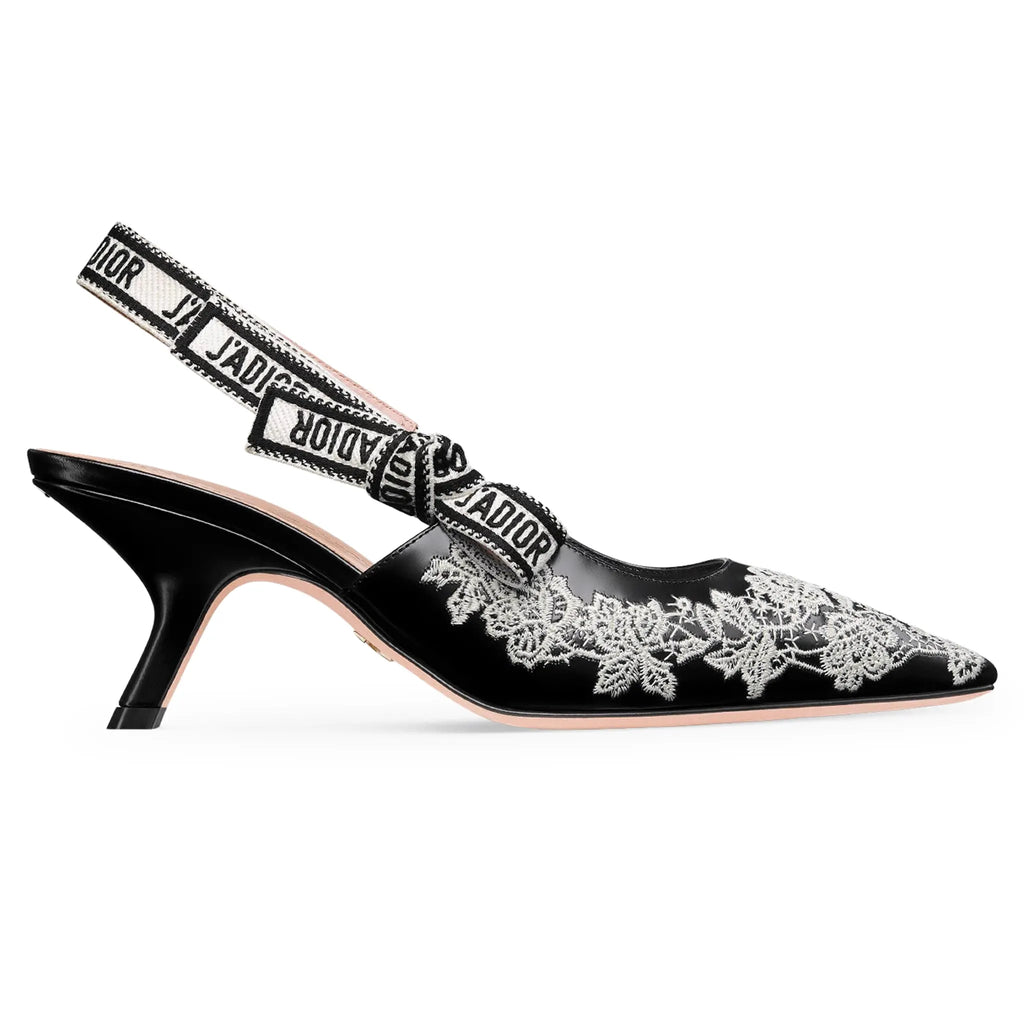 Dior J'Adior Technical Fabric Embroidered Black Slingback Pump