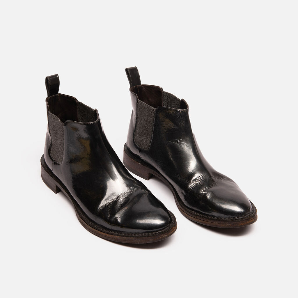 Brunello Cucinelli Brunello Black Leather Chelsea Boot