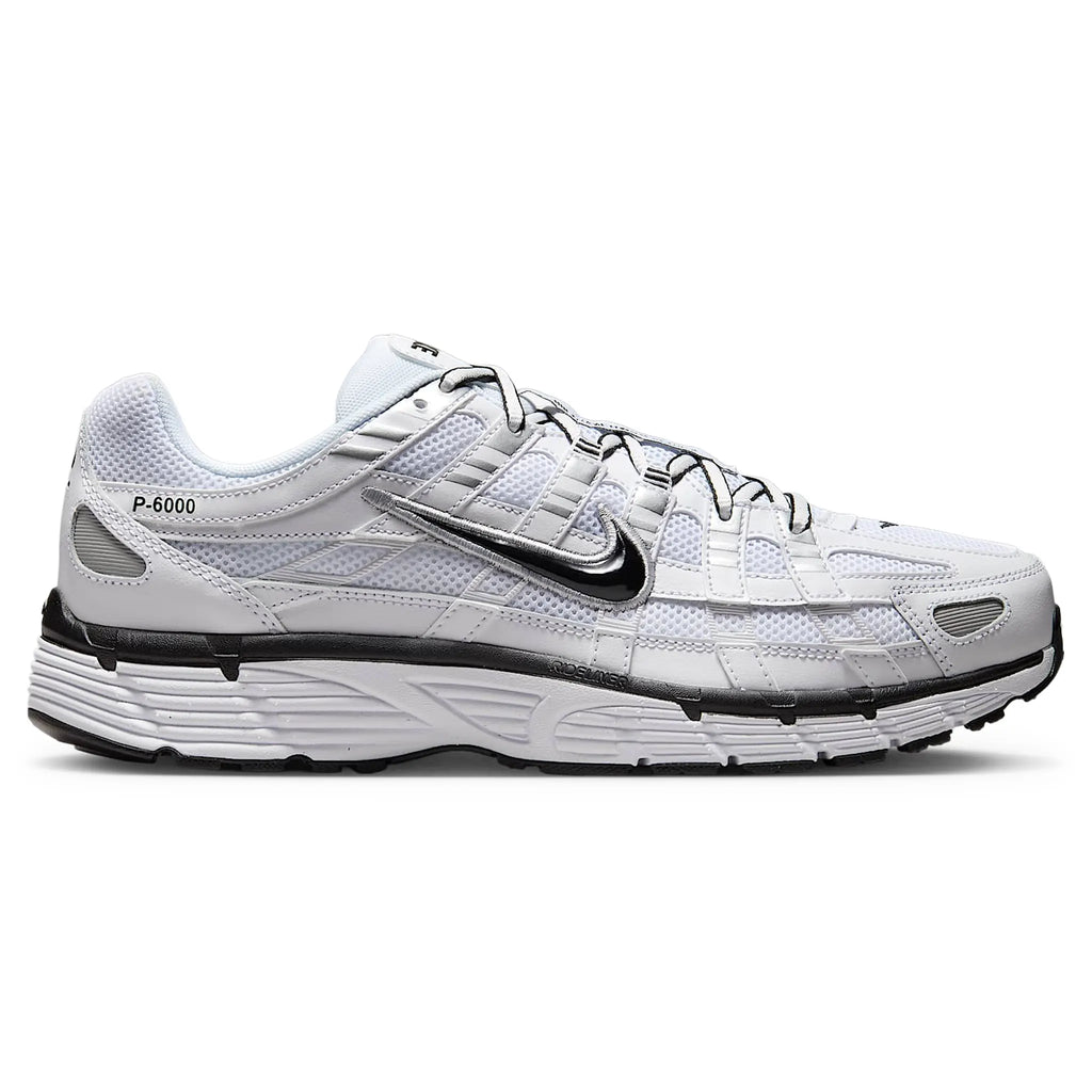 Nike P-6000 White Metallic Silver Black Sneakers