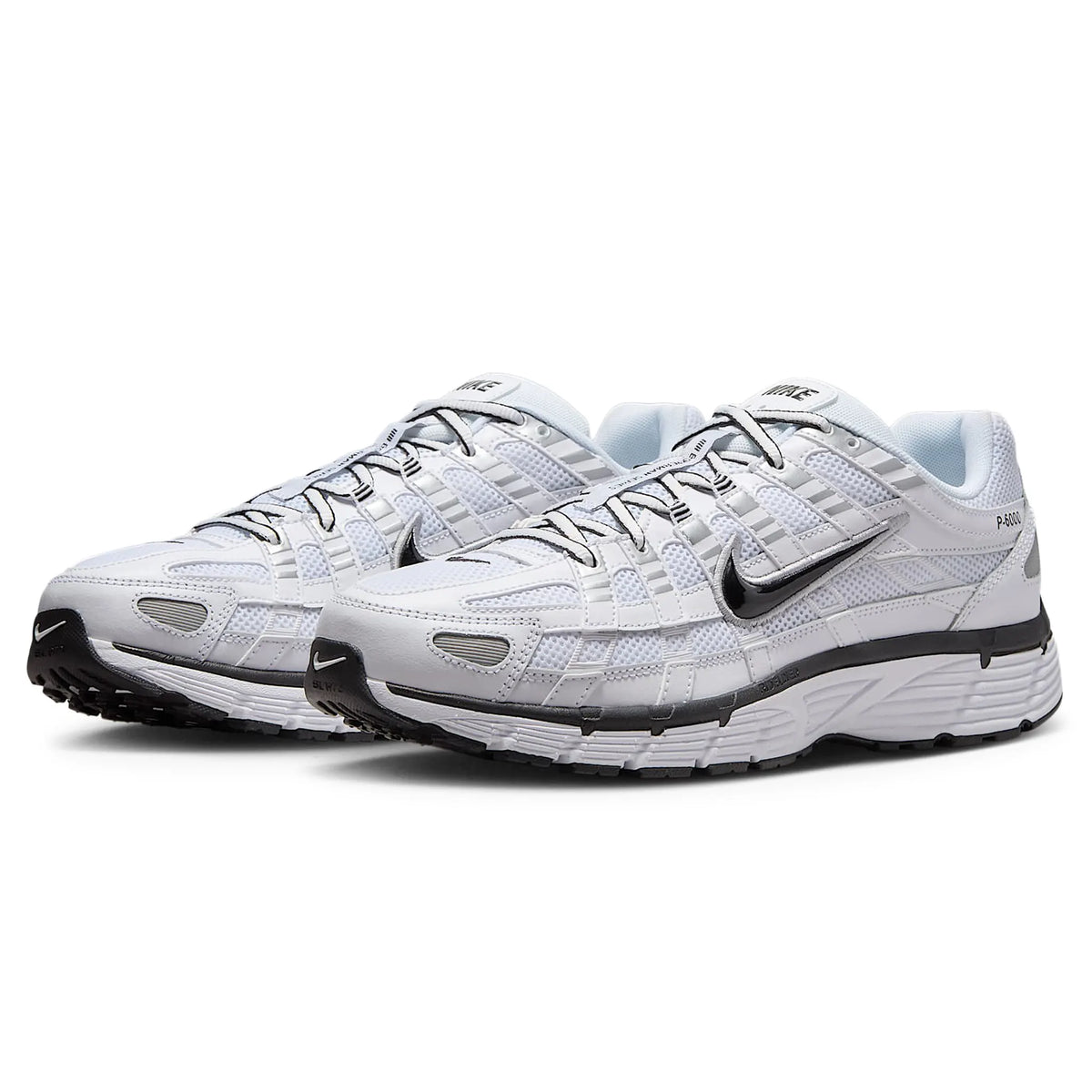 Nike P-6000 White Metallic Silver Black Sneakers