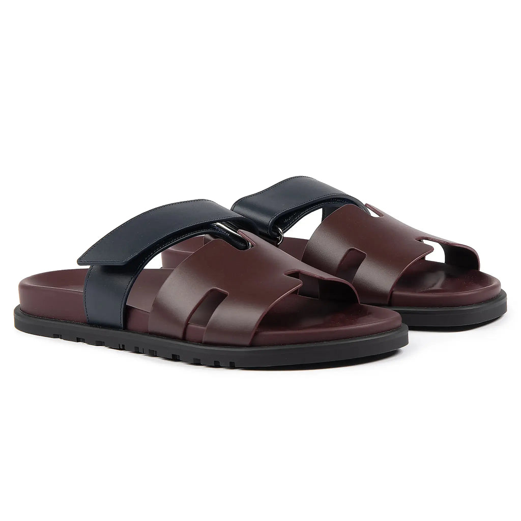 Hermes Paris Hermès Paris Chypre Calfskin Burgundy Sandals - Red
