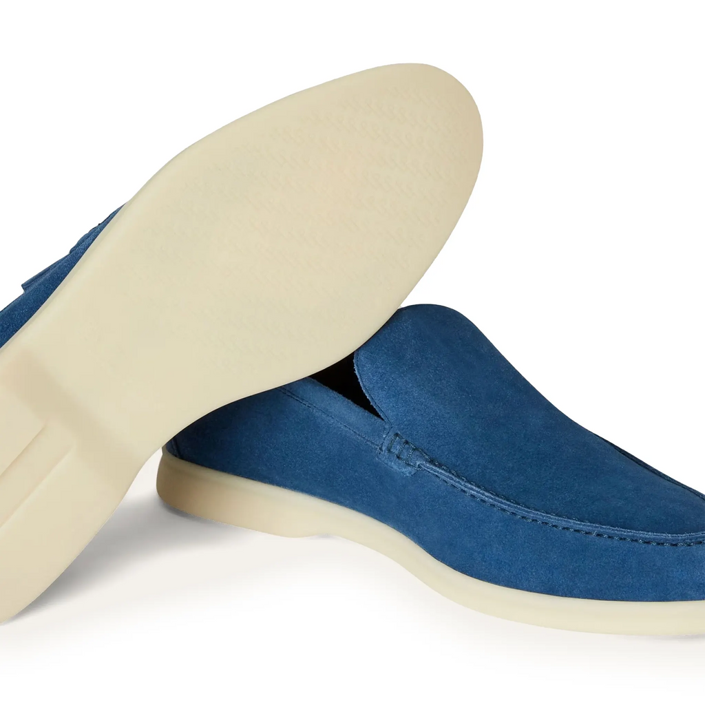 Loro Piana Summer Walk Suede Cobalt Ink Loafers - Blue