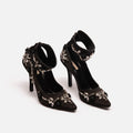 Fabrizio Viti Black Rhinestone Ankle Strap Heel