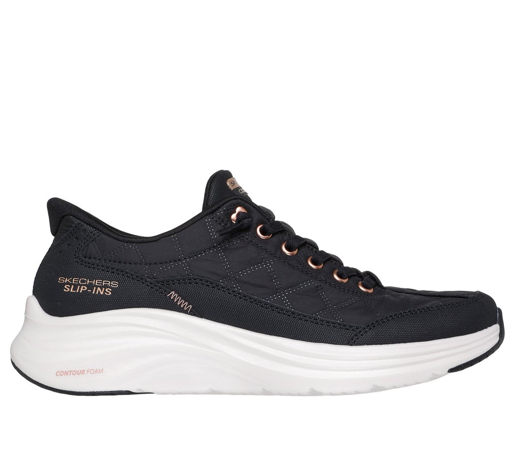 Skechers Slip-ins: Contour Foam - Cozy Fit Golden Hour, BLACK / ROSE GOLD