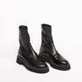 Labucq Black Leather Zip Up Combat Boots