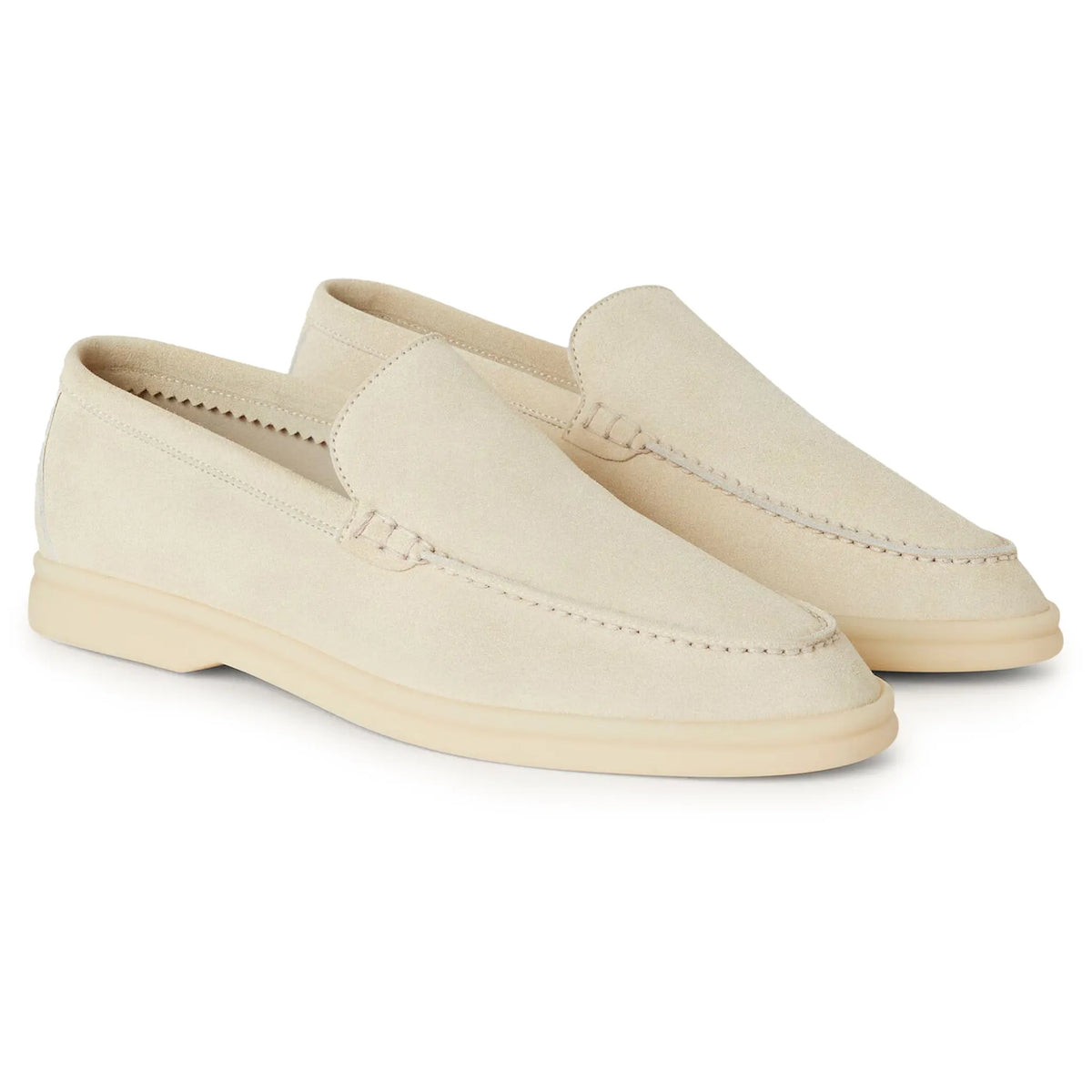 Loro Piana Summer Walk Suede Nougat Loafers - Beige