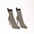Balmain Black & Grey Knit Pointed Boots