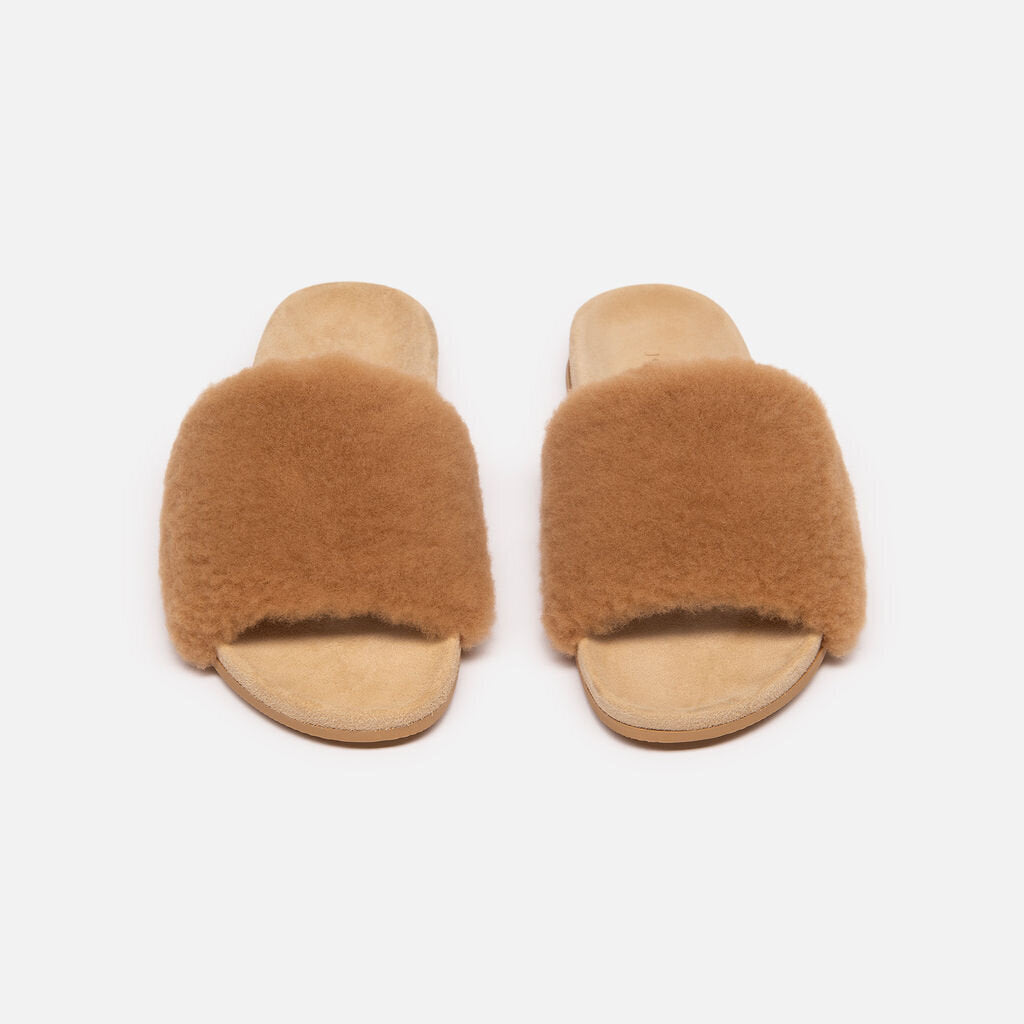 Jenni Kayne Beige Shearling Slides