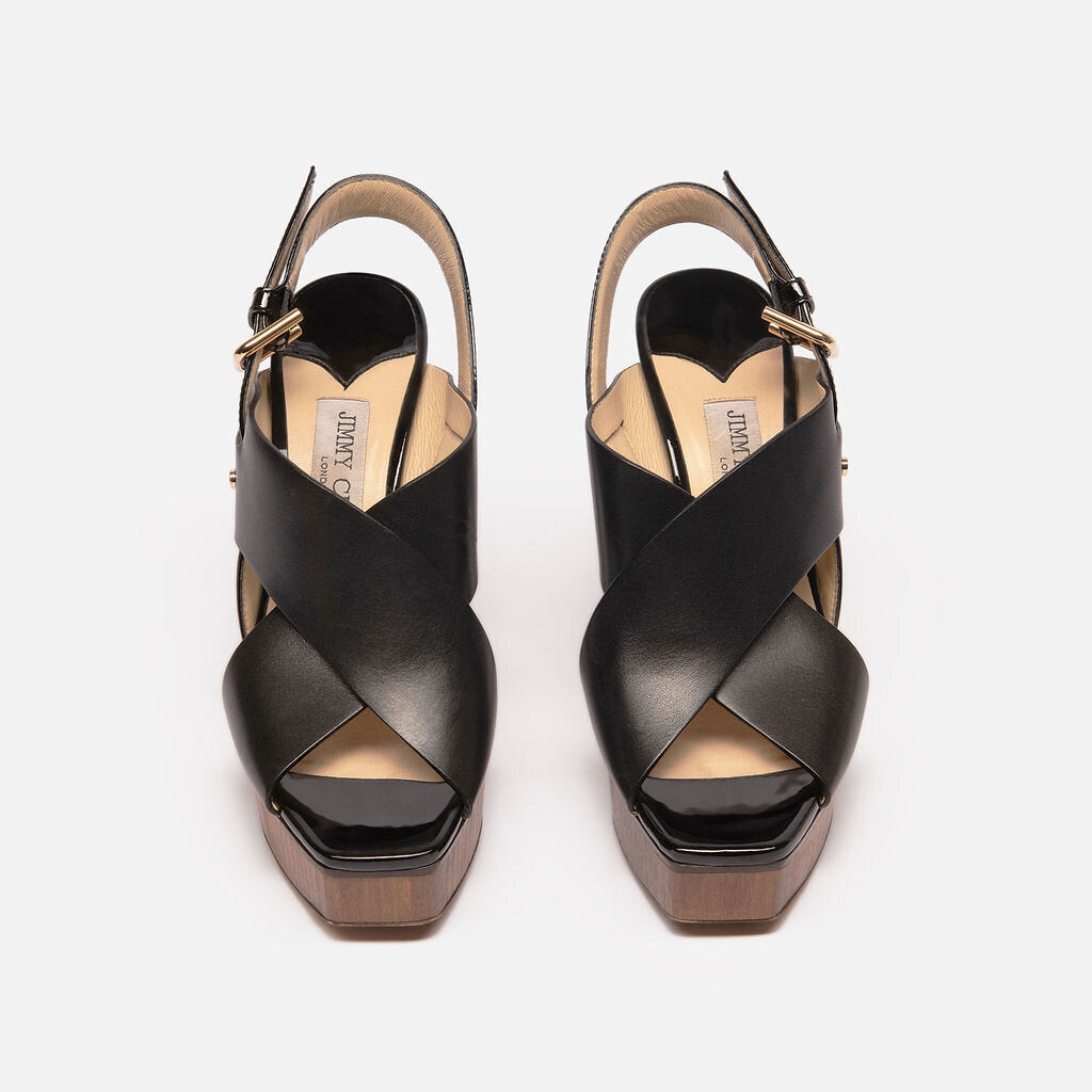 Jimmy Choo Black Leather Platform Heels
