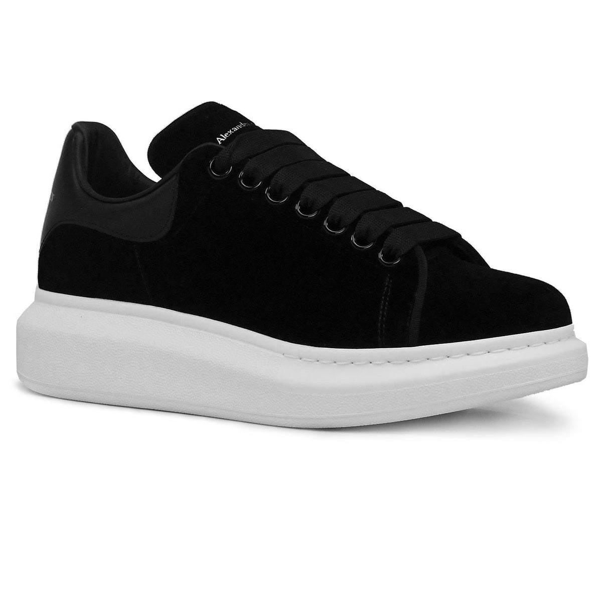 Alexander Mcqueen Raised Sole Black Velvet Trainers - Women's