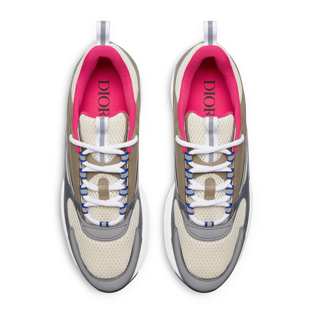 Dior B22 Beige Deep Grey Brown Calfskin Trainer