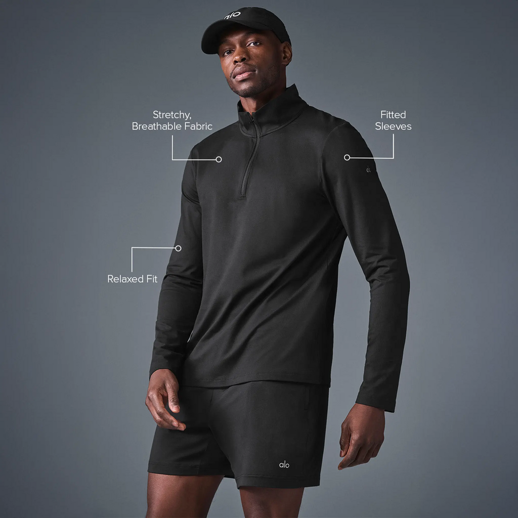 Alo Yoga Conquer Reform Black L/S 1/4 Zip