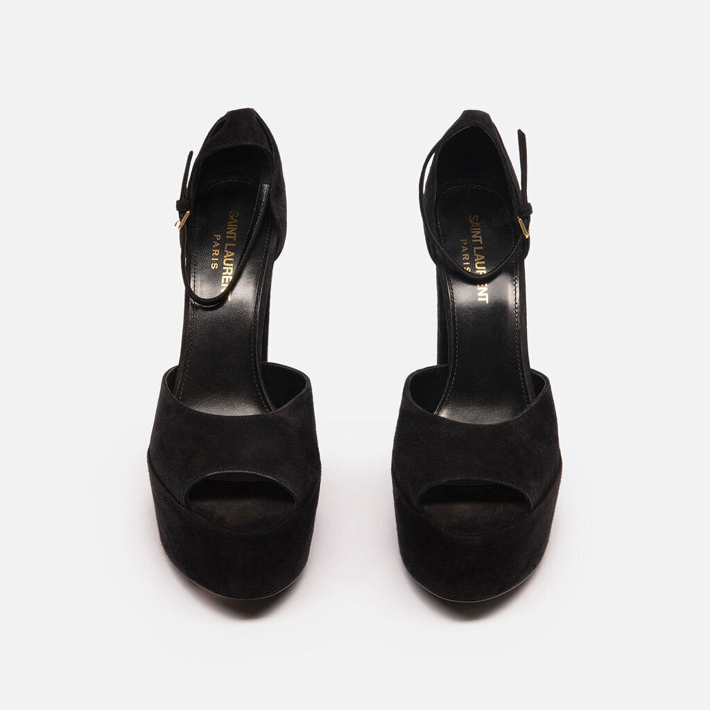 Saint Laurent Black Suede Platform Heels