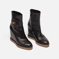 Celine Black Leather Wedge Boots
