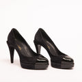 Chanel Navy Suede Leather Cap Toe Pump