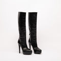 Prada Black Leather Heeled Boots