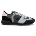 Valentino Rockrunner Camouflage Grey Black Pink Mesh Sneaker - Women's