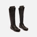 Christian Dior Knee High Black Leather Lace-Up Sneaker Boots